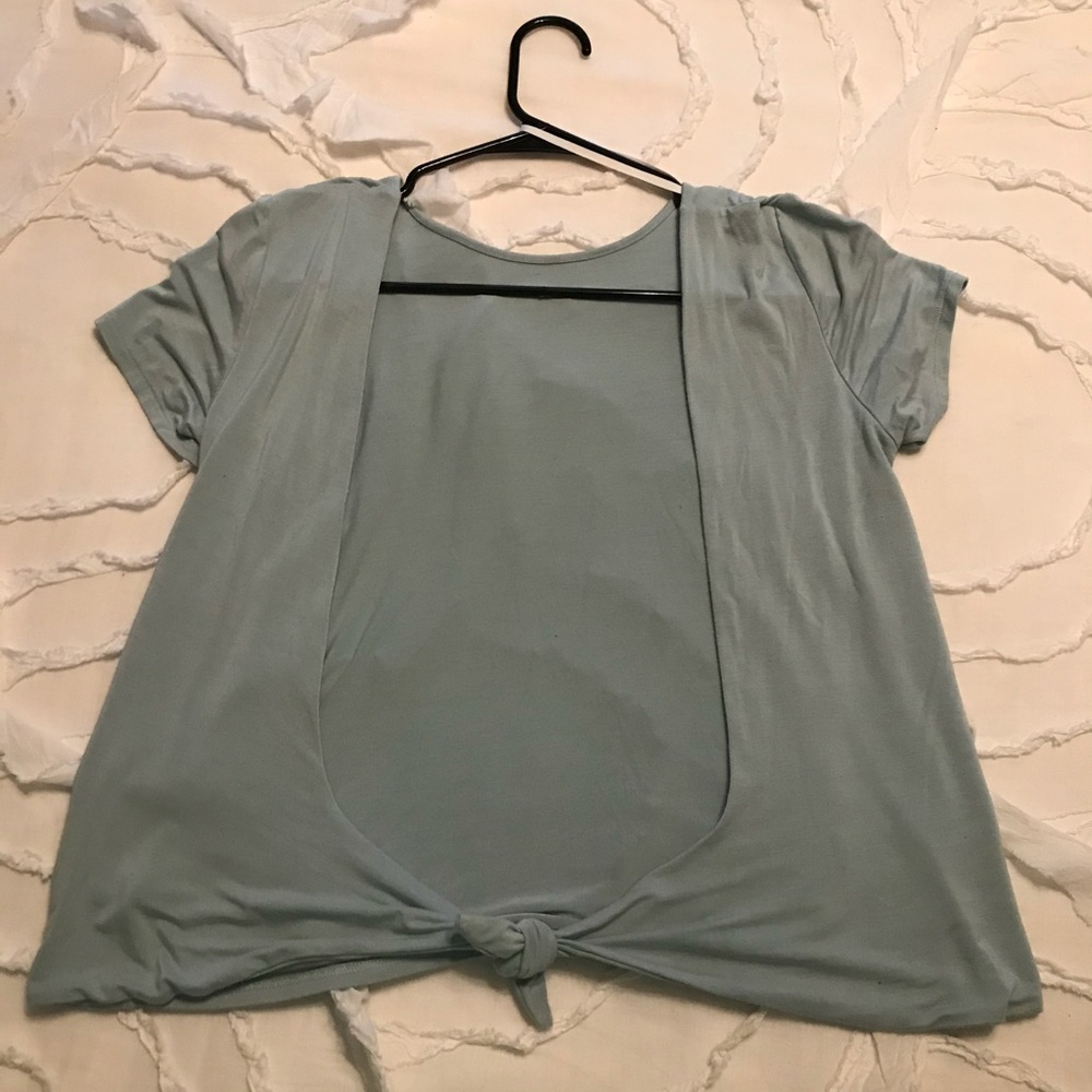 Aritzia Babaton Pale Blue Back Tie S/S Shirt